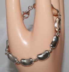 Vintage Sterling Silver FAS Bean Link Bracelet 13 grams 7.5 inches