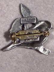 Vintage Birds and Blooms 2002 Pewter Silver Tone Bird Flowers Pin Brooch 2860