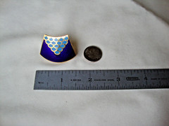 Vtg Samuel Huang Designer Cloisonne Fan Cobalt Blue Enamel Gold Tone Scarf Clip