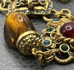Vtg Jose & Maria Barrera Byzantine Revival Rhinestone Drop Pendant Necklace 25”
