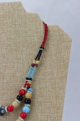 Glass & Metal Bead Necklace, Double Strand, 39gr