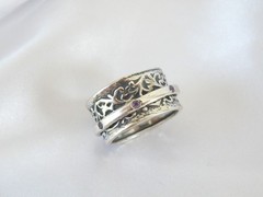 Vintage Sterling Silver 925 Natural Amethyst Spin Spinning Vine Ring 9.5