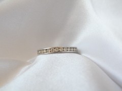 Vintage Sterling Silver 925 Diamonique CZ DQ Channel Set Eternity Ring Size 10