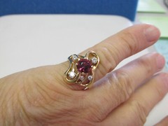 Beautiful Pink Tourmaline and Diamond Ring 14k Gold Size 7.5 MAKE OFFER