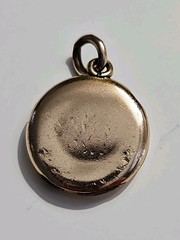 Victorian Petite Rose Gold Fill Round Photo Locket Charm “C” Monogram Antique