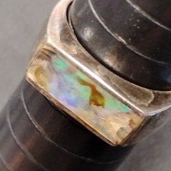 Ring Size 6.75 Vintage Sterling Silver 925 FAS Abalone Mother of Pearl Style
