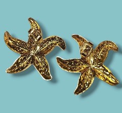 Vintage Avon 1987 1980’s Gold Tone Starfish Statement Stud Earrings 1” Earrings
