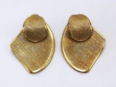Vintage Gold Tone, Textured Modernist Clip-On Fashion Earrings, GERMANY- JWL-677