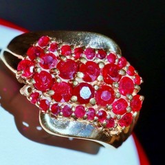 10k yellow gold ring 1.40ct natural, treated ruby size 8 vintage 4.27gr N3724