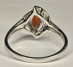 Vintage RJ Sterling Silver 1.00 Ct Marquise Cut Red Garnet Ring Size 10