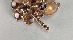 Verified Juliana D&E Frosted Amber Topaz Rhinestone Feather Brooch Earrings Set