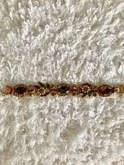 JULIANA D&E Iridescent Watermelon Art Glass Rhinestone Bracelet! SPECTACULAR!!