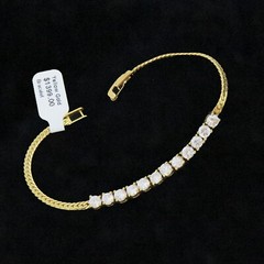 NYJEWEL 14k Yellow Gold White Clear Stone Bracelet 7″
