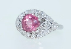 Platinum Bubble Gum Pink Tourmaline & Diamond Ring