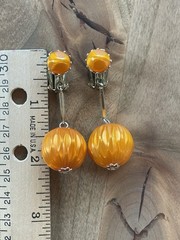 Lot Of 2-Vintage Dangle Drop Orange Clip on Earrings Stamped Japan