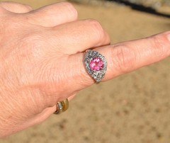 Platinum Bubble Gum Pink Tourmaline & Diamond Ring