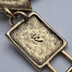 Vintage Worthington Enamel Crystal Link Bracelet Gold Tone Floral Gothic 6.75 In