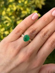 Art Deco Antique 3.60 Ct Natural Emerald Vintage Wedding Ring 14K Yellow Gold FN