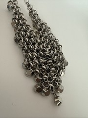 Vintage Cascading Rhinestone Cocktail Bib Necklace Silver Tone Adjustable Length