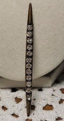 925 Sterling Silver Top Cubic Zirconia Vintage Bar Brooch.