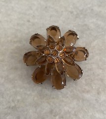 Vintage Rhinestone Flower Brooch Pin Pendant