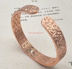 Pure red copper open bracelet, hammered red copper original color bracelet