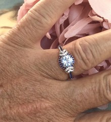 Vintage Jewellery Rose Gold Ring Aquamarine Sapphires Diamonds Antique Jewelry