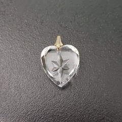 Vintage Pendant Clear Heart with Engraved Star – No Chain Included