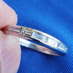 Original EARTH MINED DIAMOND slim Wedding BAND Antique PLATINUM Stacking RING
