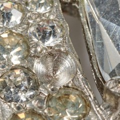 Eisenberg Original Foliate Spray Fur Clip Clear Rhinestones Signed 3.75″ x 2.50″