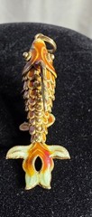 VINTAGE 925 STERLING SILVER ARTICULATED KOI FISH PENDANT ORANGE ENAMEL CLOISONNE