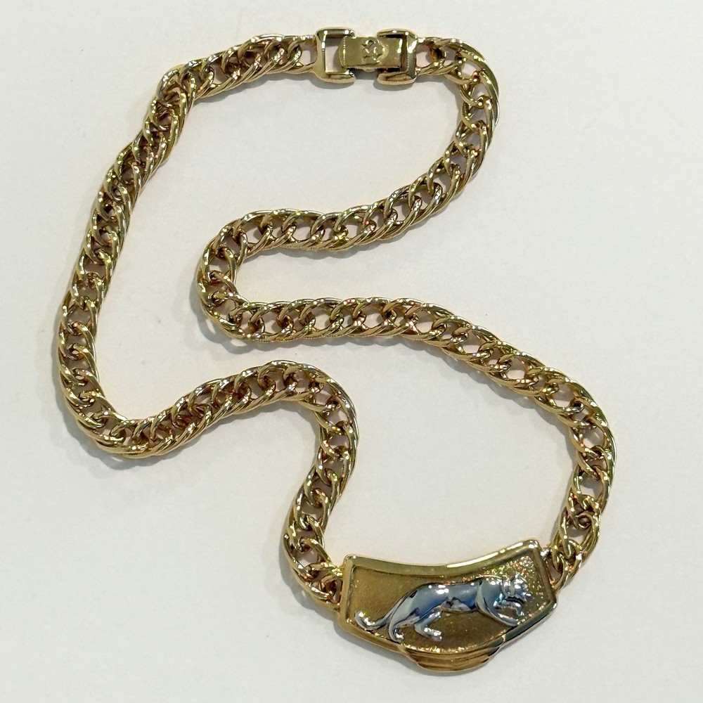 Jackie Collins Vintage 80’s Panther Gold Plated Two Tone Chain Link Necklace