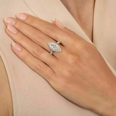 Vintage 1890s Circa Style LabCreated Diamond Art Deco Engagement 14K GoldFN Ring
