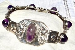 Antique Arts & Crafts 1908-1910 THEODOR FAHRNER Amethyst 935 Sterling Bracelet