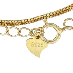 Vintage Gold-Tone Sterling Silver 925 Layered Lariat Bead Necklace 14″-15.5″