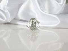 Vintage Sterling Silver 925 Natural Heated Green Amethyst Statement Ring Size 9