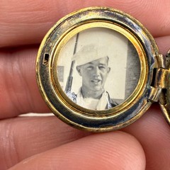 Vintage Gold Filled Locket Round Army Navy Sailor Sweetheart READ