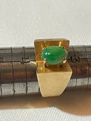 Vintage 14k Yellow Gold Nephrite Mid Century Ring Size 3.75 Weighs 6 Grams