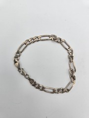 Vintage Italy 925 Sterling Silver Figaro Link Chain Bracelet 8.5″