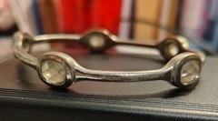 Vintage 8″ Horsebit Bangle W/5 Clear Stones