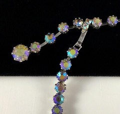 WEISS Necklace Choker AB Rhinestone Signed Wedding Party Bride Vtg Jewelry Gift