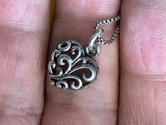 Vintage AGI 925 Sterling Silver Necklace Small Hart Shape Pendant 16”