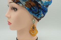Retro Art Deco Vintage acrylic studded crystals leopard cat doorknocker earrings