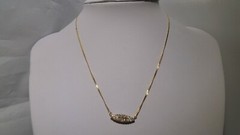 Vintage 14k Yellow Gold Pave Set Clean Shinny Diamonds Eye Shape Necklace