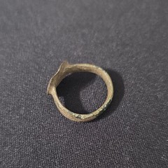 Ancient Byzantine Bronze Monogram Ring 8th-12th Century AD Artifact Jewelry COA