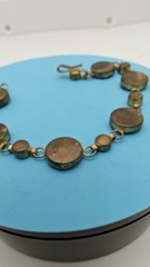 Italian Vtg c1930s Micro Mosaic Multi Color Floral Design Linked Bracelet Size 7