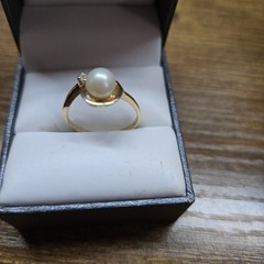 DIAMOND & AKOYA PEARL 14K YELLOW GOLD TENSION SWIRL RING