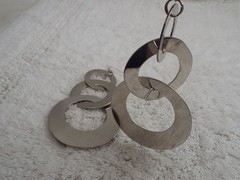 Silvertone Rings Pierced Earrings (J50)