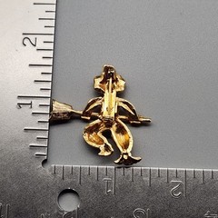 Vintage Scarecrow Halloween Brooch Scatter Pin Gold Tone Broom Orange Black Avon