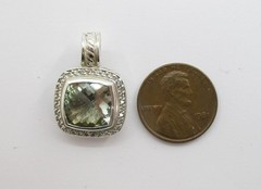 David Yurman Albion Prasiolite & 0.24CTW Diamond Halo Pendant Sterling Silver